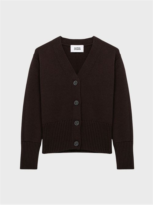 Merino Wool V-Neck Cardigan ALPHA STUDIO | AD8103E2007